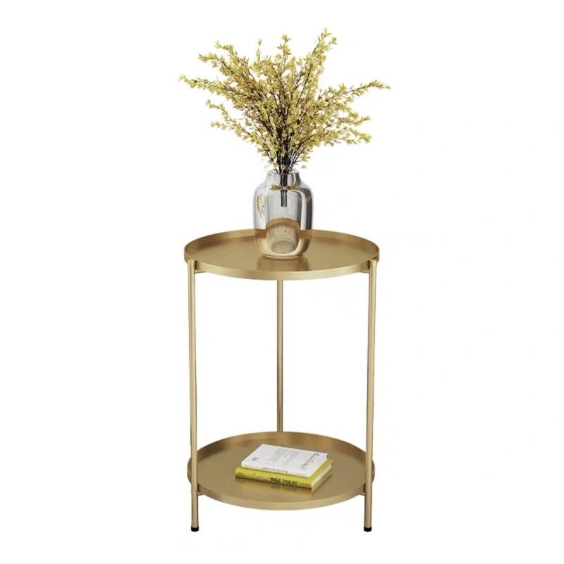 Double Gold Tray Meja Corner / Meja NORDIC GLADOM / Meja Kuning - Coffee Table