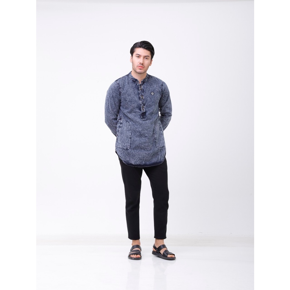Koko pria dewasa / baju koko denim / koko jeans / koko denim / koko kurta panjang lengan / koko kurt