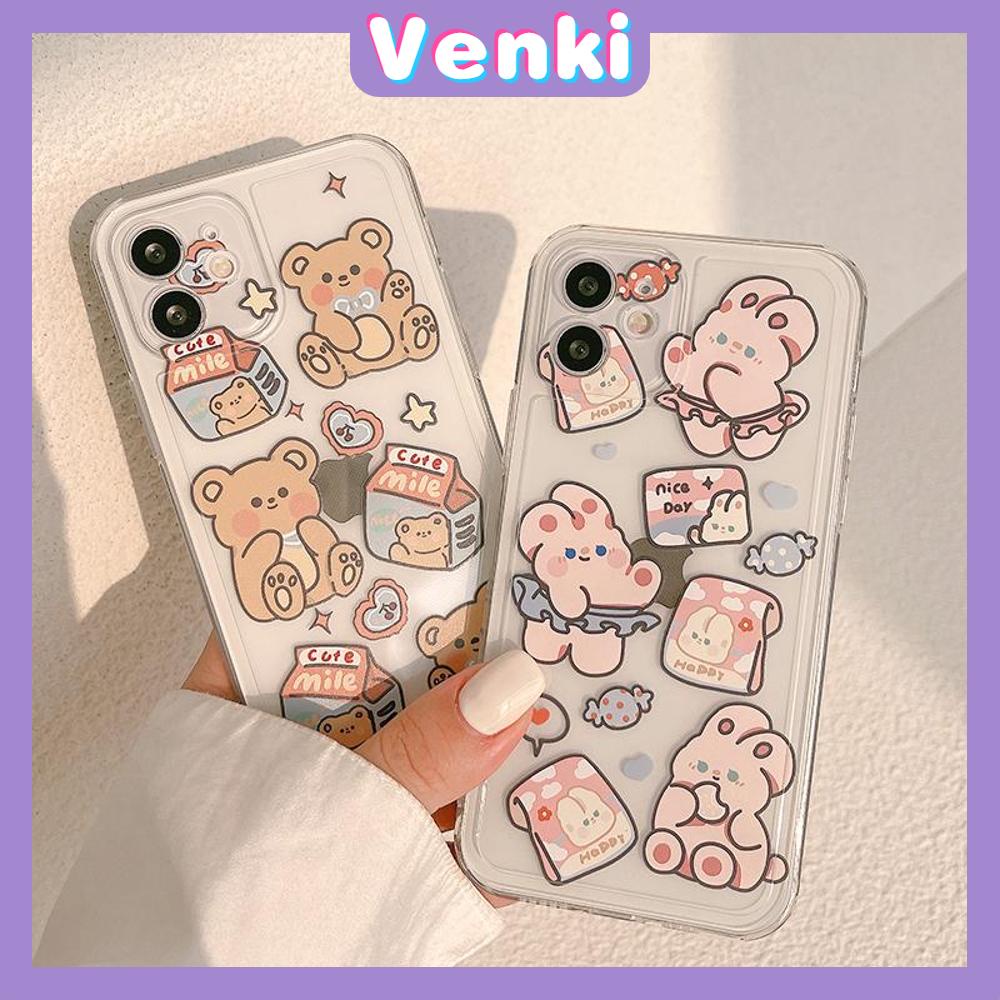 Casing Silikon Tpu Iphone 13 Pro Max 12 Pro Max 11 Pro Max 7 Plus Xr Xs Max 12 7 Plus Motif Kartun Beruang Kelinci