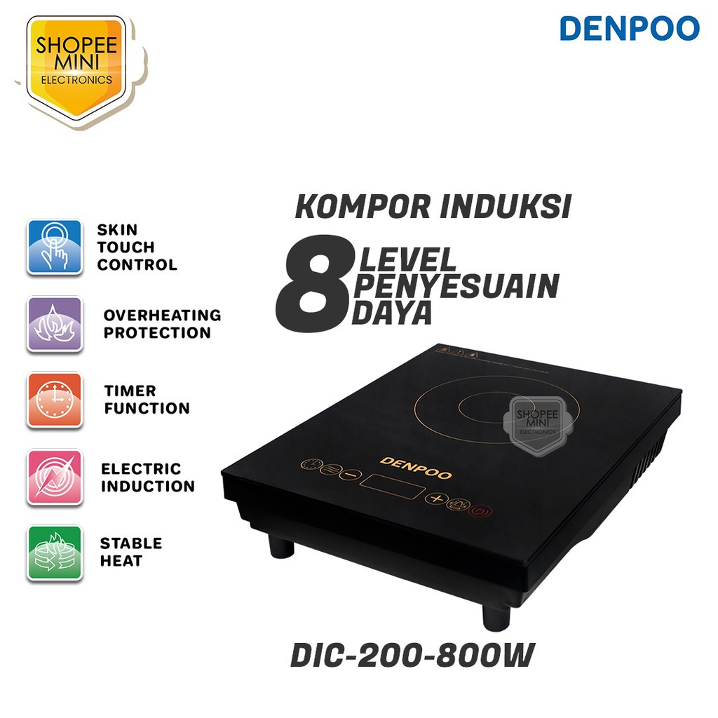 Denpoo kompor induksi Listrik Low Watt DIC 200-800