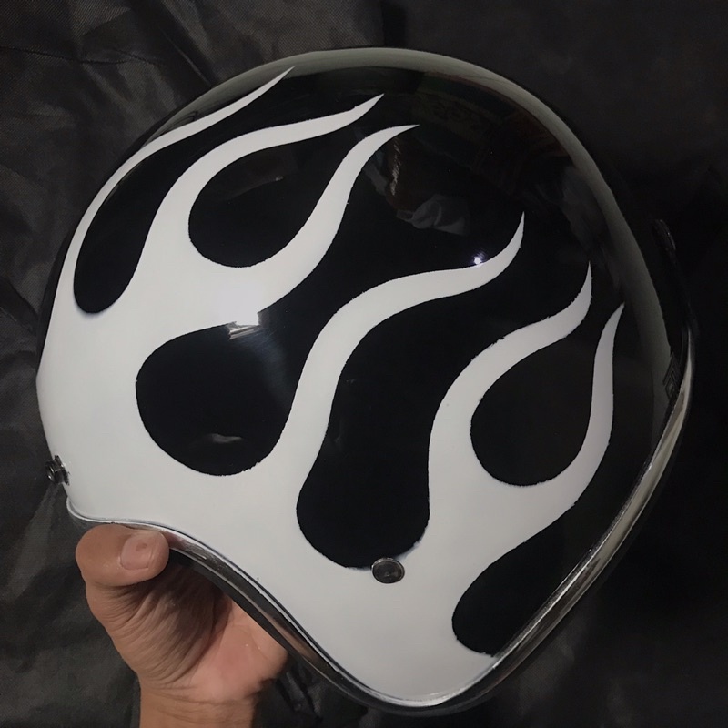 Jual Helm Custom Flame BW Helm Custom Chopper Bobber Scrambler