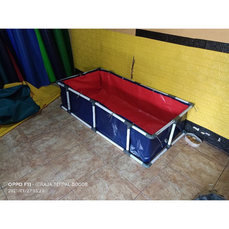 KOLAM TERPAL RANGKA PIPA FULSET 150X50 TINGGI 50CM