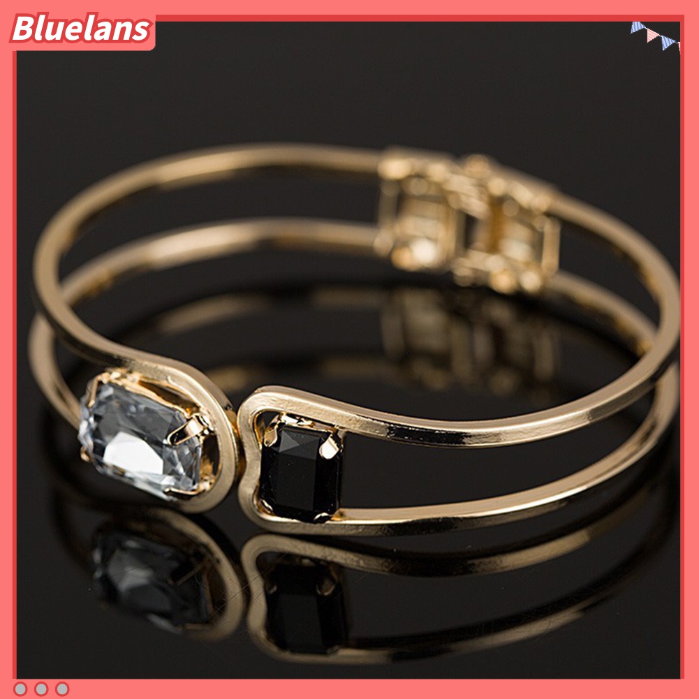 Bluelans Gelang Bangle Berlian Imitasi Warna Emas Untuk Wanita