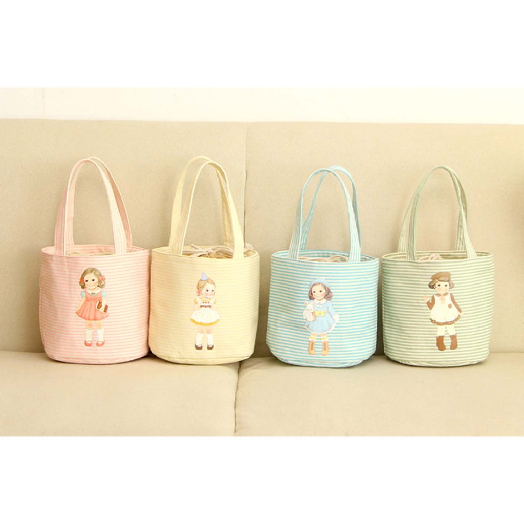 tas bekal kanvas cute doll canvas portable lunch bag (3D5) bta177