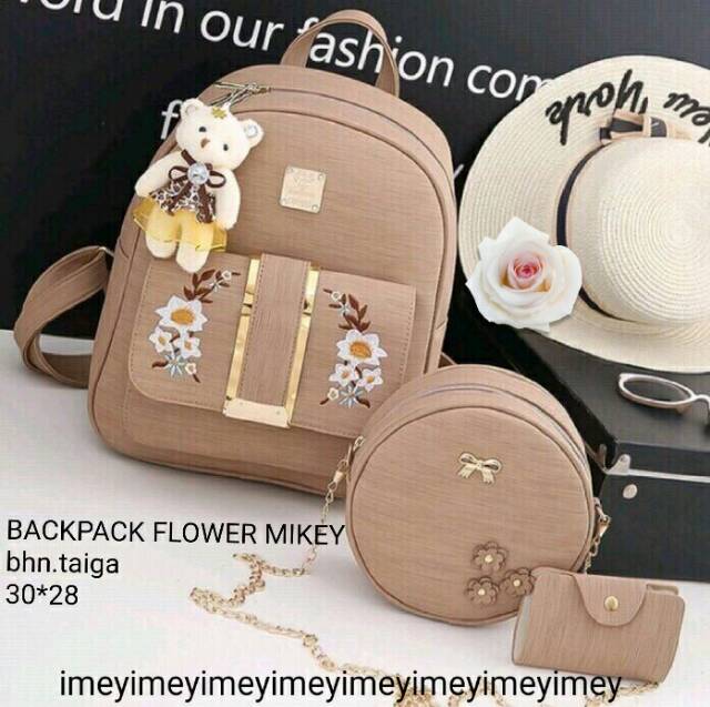 RLY68_Tas Ransel Wanita /Backpack Flower 3in1_Tas Ransel Murah Tanpa Boneka