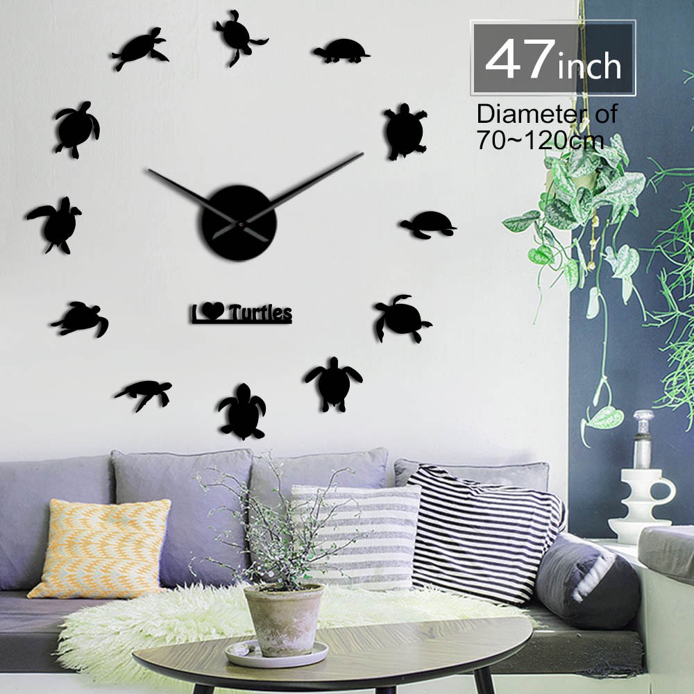 Jam Dinding Besar DIY Dekorasi Rumah 120cm Model Kura-Kura