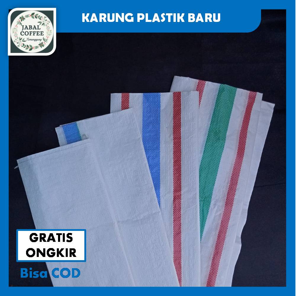 Karung Plastik Baru Ukuran 90 Cm X130 Cm / Karung Plastik Besar Garis Tiga Strip Hijau J121