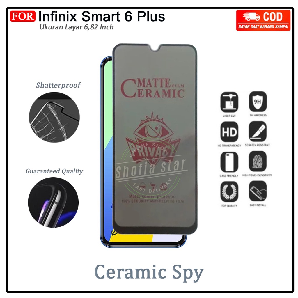 Anti Gores Ceramik Blue Light Infinix Smart 7 6 Plus Anti Radiasi Kaca Full Cover