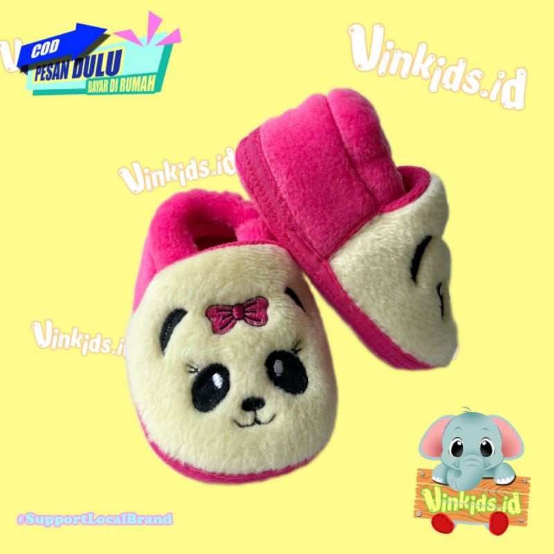 Sepatu Bayi Laki Laki Perempuan 0 12 Bulan Karakter Kartun Lucu Panda Pink Tua / Prewalker