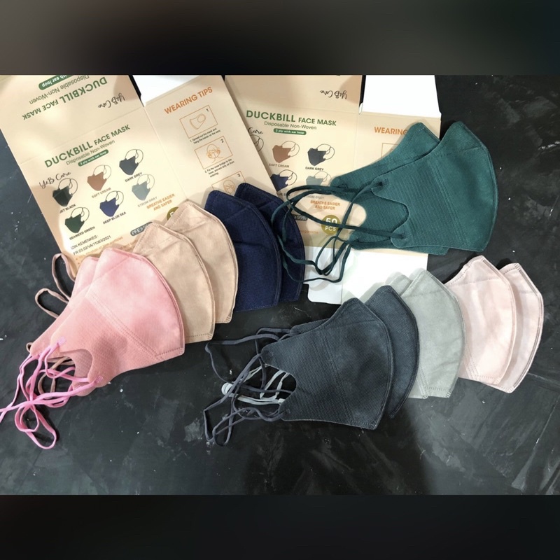 DUCKBILL HIJAB MIX WARNA HITAM PUTIH 1BOX 50PCS / MASKER KOREA DUCK BILL YNB MURAH