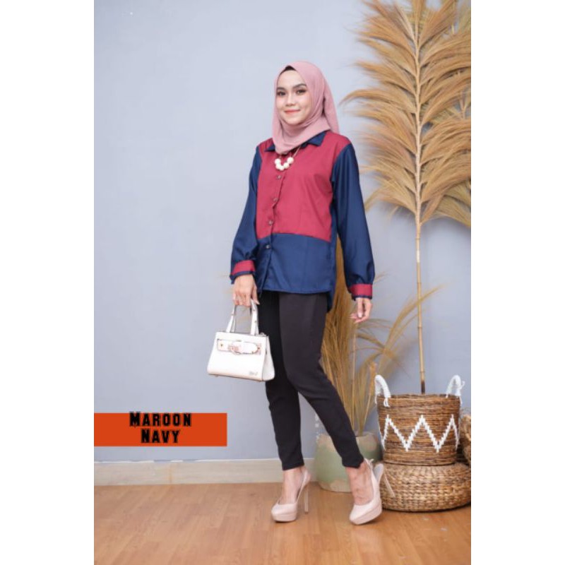 PROMO BLOUSE 2TONE TOYOBO JUMBO XL-XXL