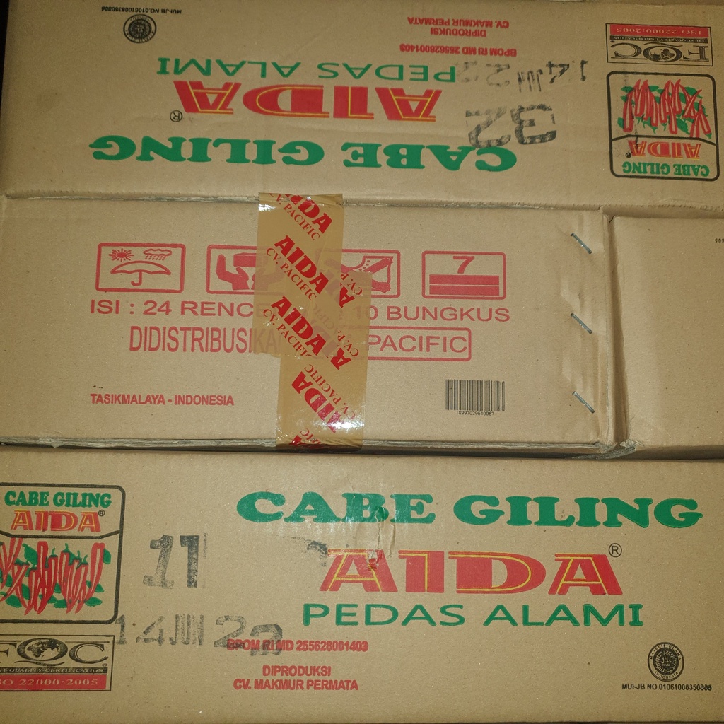 [Dus] AIDA 100% Cabe Giling asli Pedas Alami 240 pack x 25g - AIDAKCL