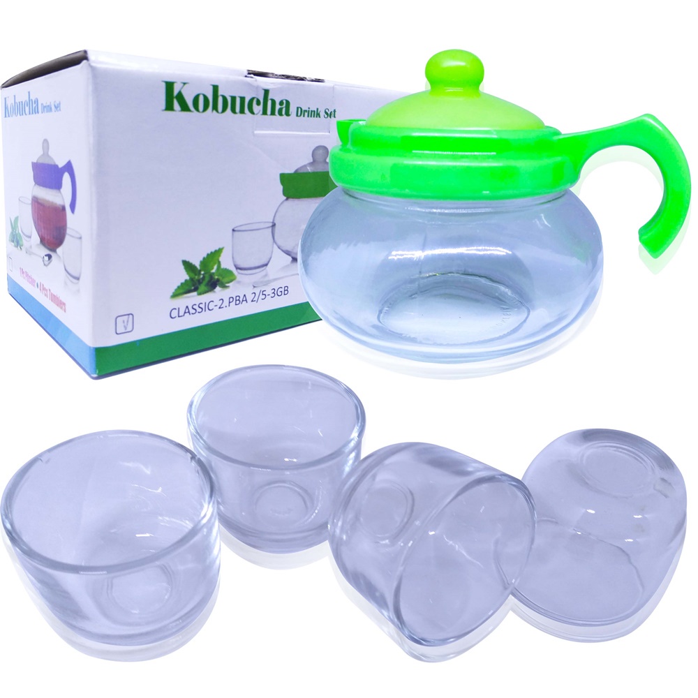 FM - Teko Mini set KOBUCHA tea set bahan Kaca isi 4 gelas mini dan 1 pitcher - 5 Pcs /Teko Kaca/Teko Set