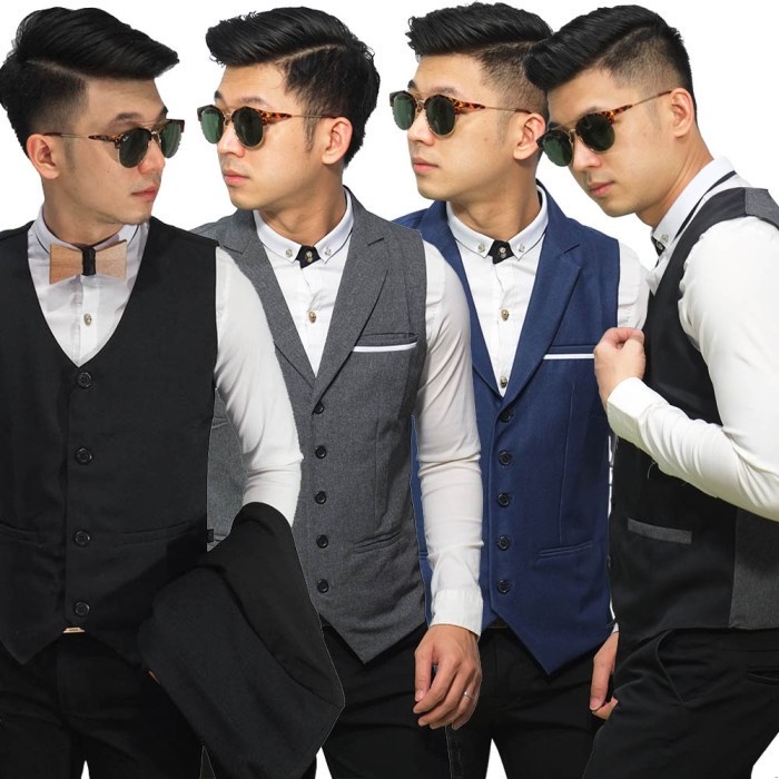 Vest Formal-Waistcoat Rompi Dalaman Jas Pria Groomsmen Wedding Tuxedo