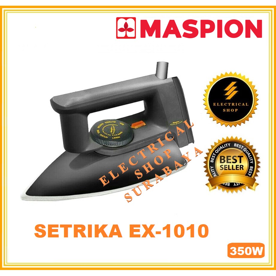 MASPION SETRIKA EX-1010 BLACKBERRY HITAM 350W GOSOKAN BAJU LISTRIK ANTI LENGKET EX 1010 EX1010 350 WATT ORIGINAL