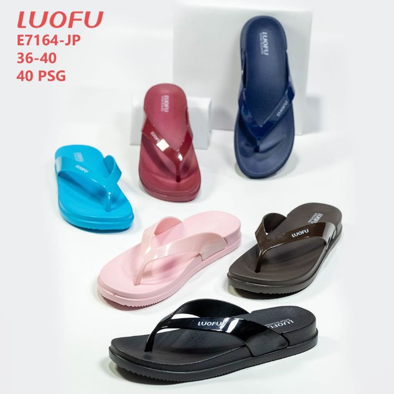 Sandal jepit Luofu E7164-JP,Sandal karet wanita kekinian,sandal wanita jelly terbaru