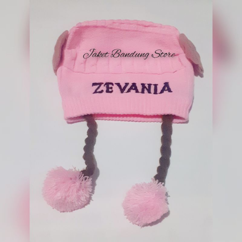 TOPI BAYI RAMBUT/KUPLUK KEPANG POMPOM GRATIS PASANG NAMA SUKA SUKA-5