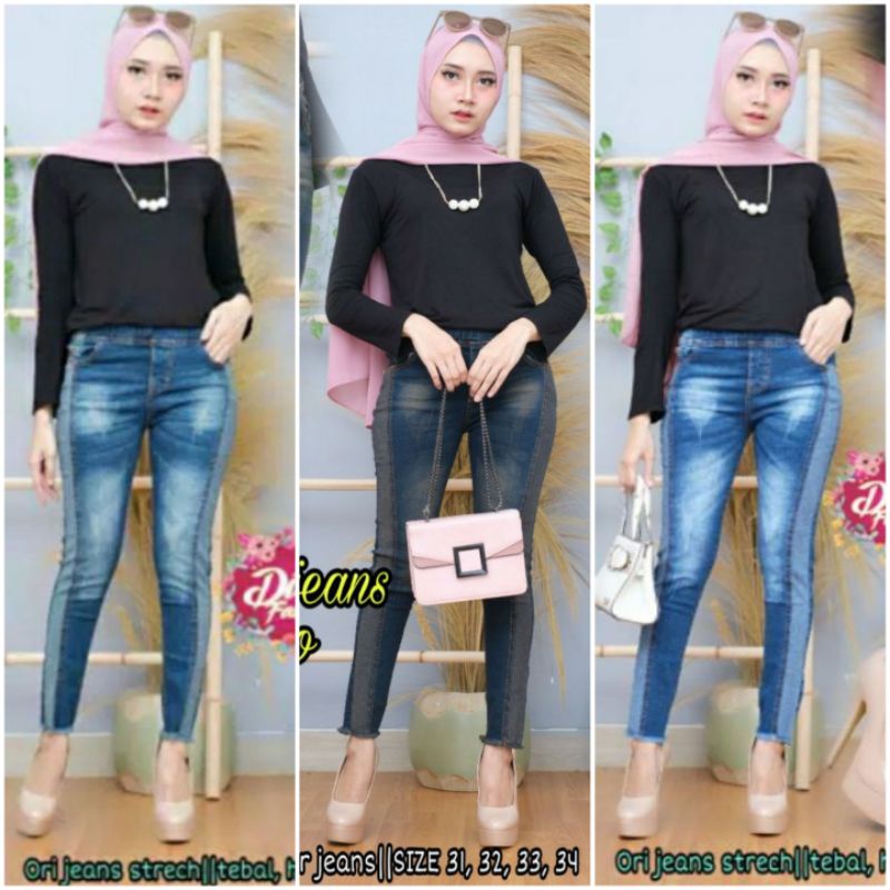 celana jeans jegging wanita jeans pinggang kolor celana legging rumbay street