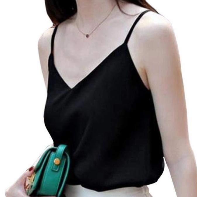Tanktop Tengtop Tank top V neck Singlet Satin Moscrepe import