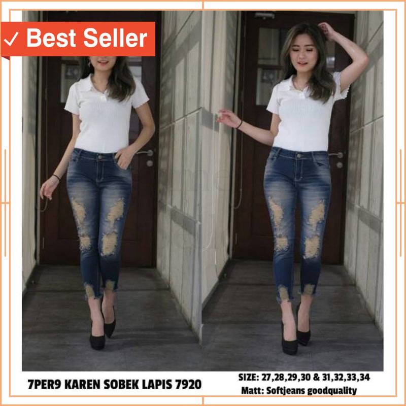 JEANS MODERN STYLE 2021 MURAH HITZ HITS BARU / CELANA JEANS 7PER9 KAREN SOBEK LAPIS 7920 7979