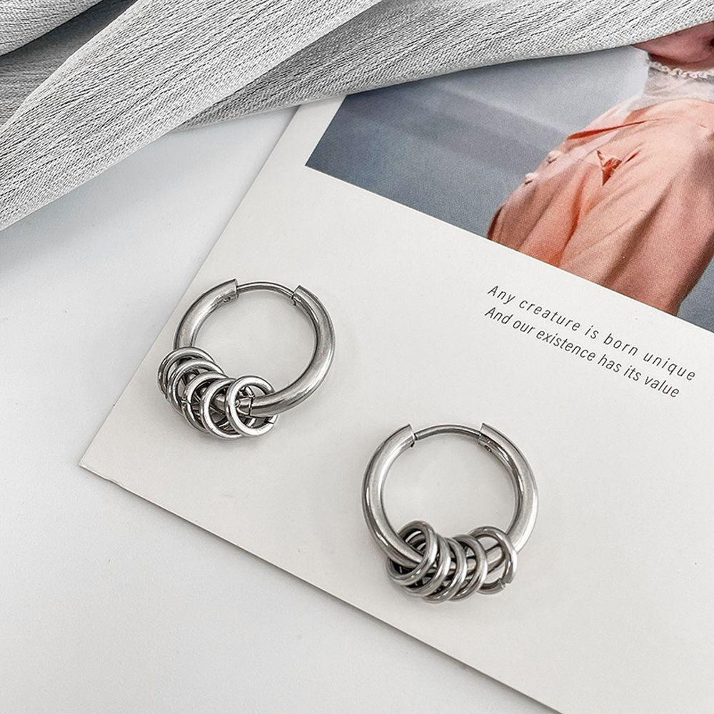 Mxbeauty Anting Hoop Wanita Punk Vintage Hiphop Stainless Steel Bulat Untuk Pria Stud Earrings