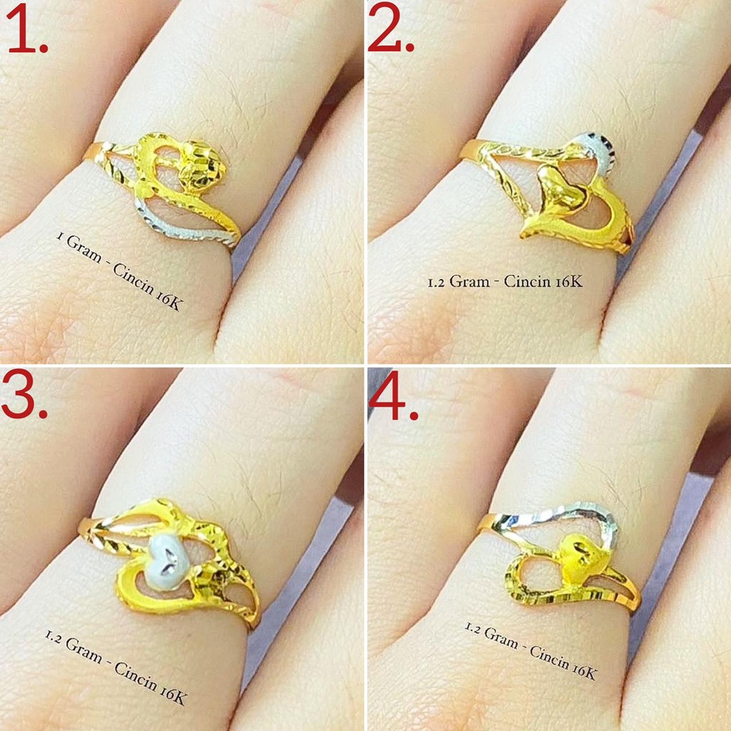 Cincin anak dan dewasa emas asli kadar 700 70 16k kombinasi mix krum putih whitegold gold ringan 1 satu gram gr g love lebar doff ukir kilat nomor no 10 11 12 13 14 15 16 17