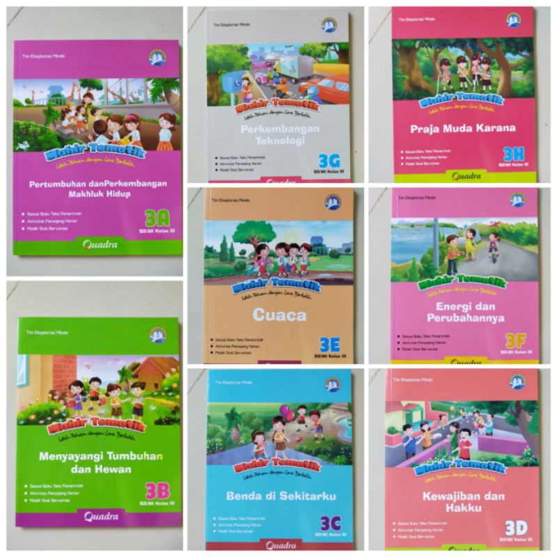 ORI paket satu tahun buku mahir tematik K13 penerbit Quadra kelas 3 ABCDEFGH