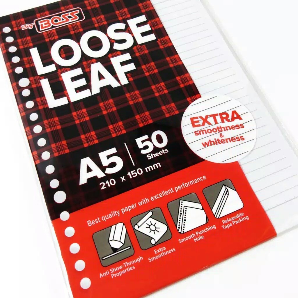 

Big BOSS Loose Leaf A5|50 Sheets / Isi Binder Garis