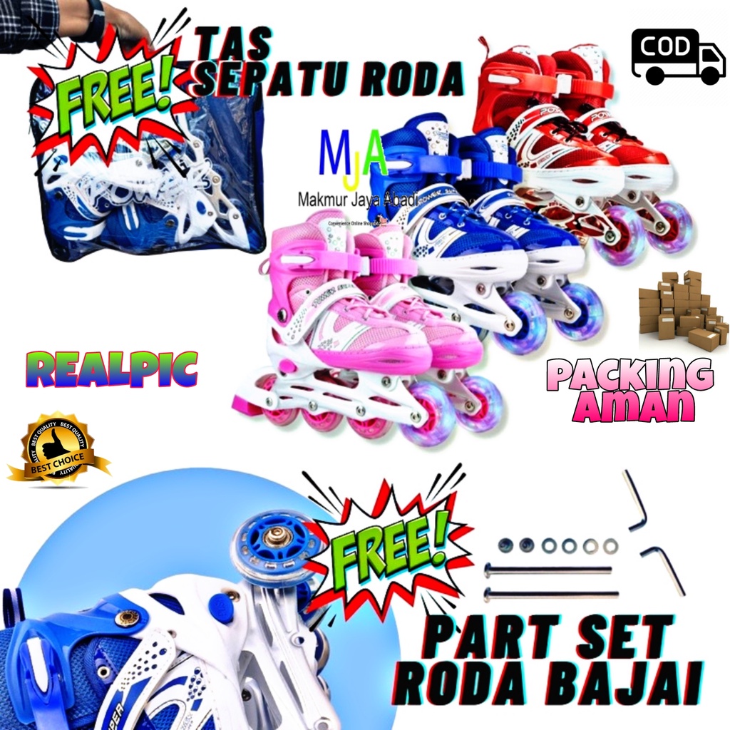 PROMO (BISA COD) Sepatu Roda Anak Power Inline Skate / Power Roller Skate / Sepatu Roda bajaj