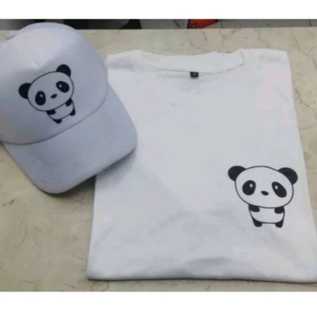 KAOS PANDA KICKOUT CUTE BAJU PANDA KICKOUT LENGAN PENDEK PAKET TOPI
