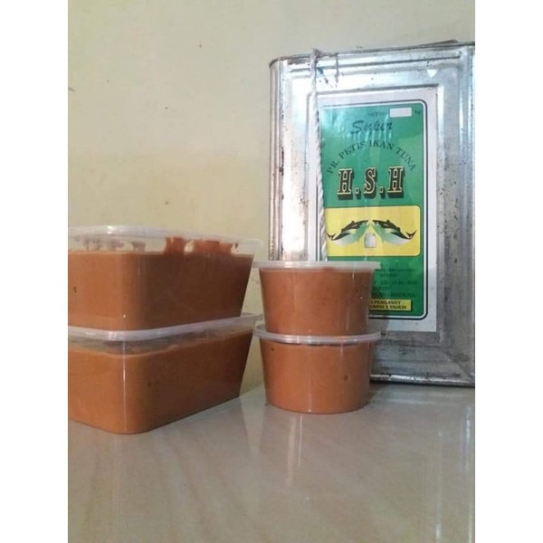 

petis ikan tuna khas madura kemasan blek kaleng