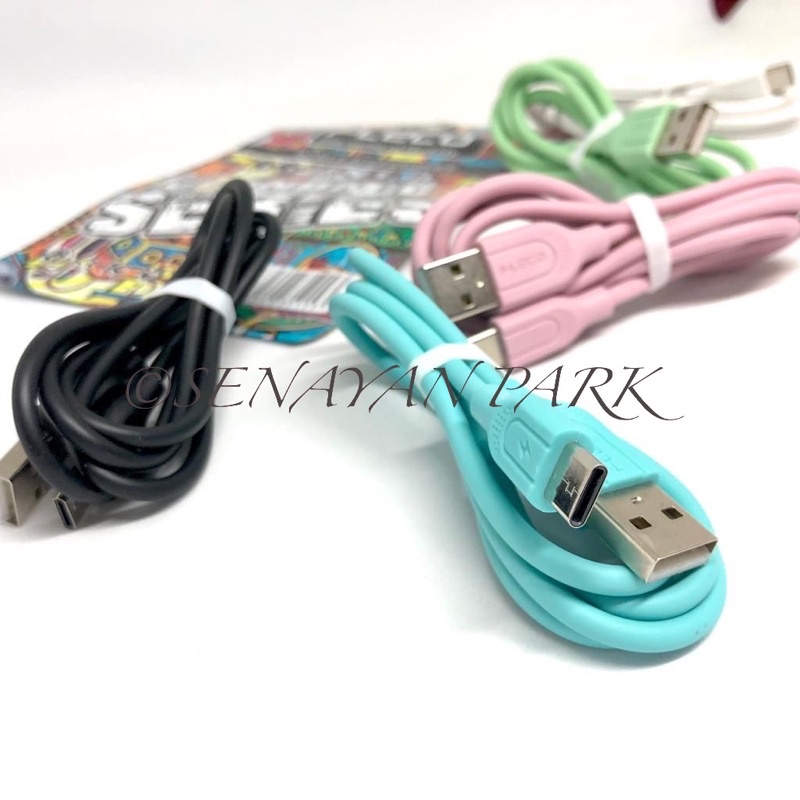 KABEL CHARGER FLECO T-111 MICRO IPHONE TYPE C KABEL DATA MACARON FLECO T-111 PACKING PLASTIK