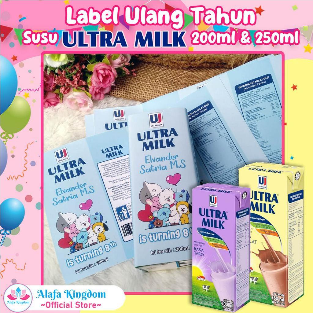 

[alafakingdom] Label Susu ULTRA MILK 200 ml Label Susu ULTRA MILK 250 ml | Label Ulang Tahun Birthday Custom