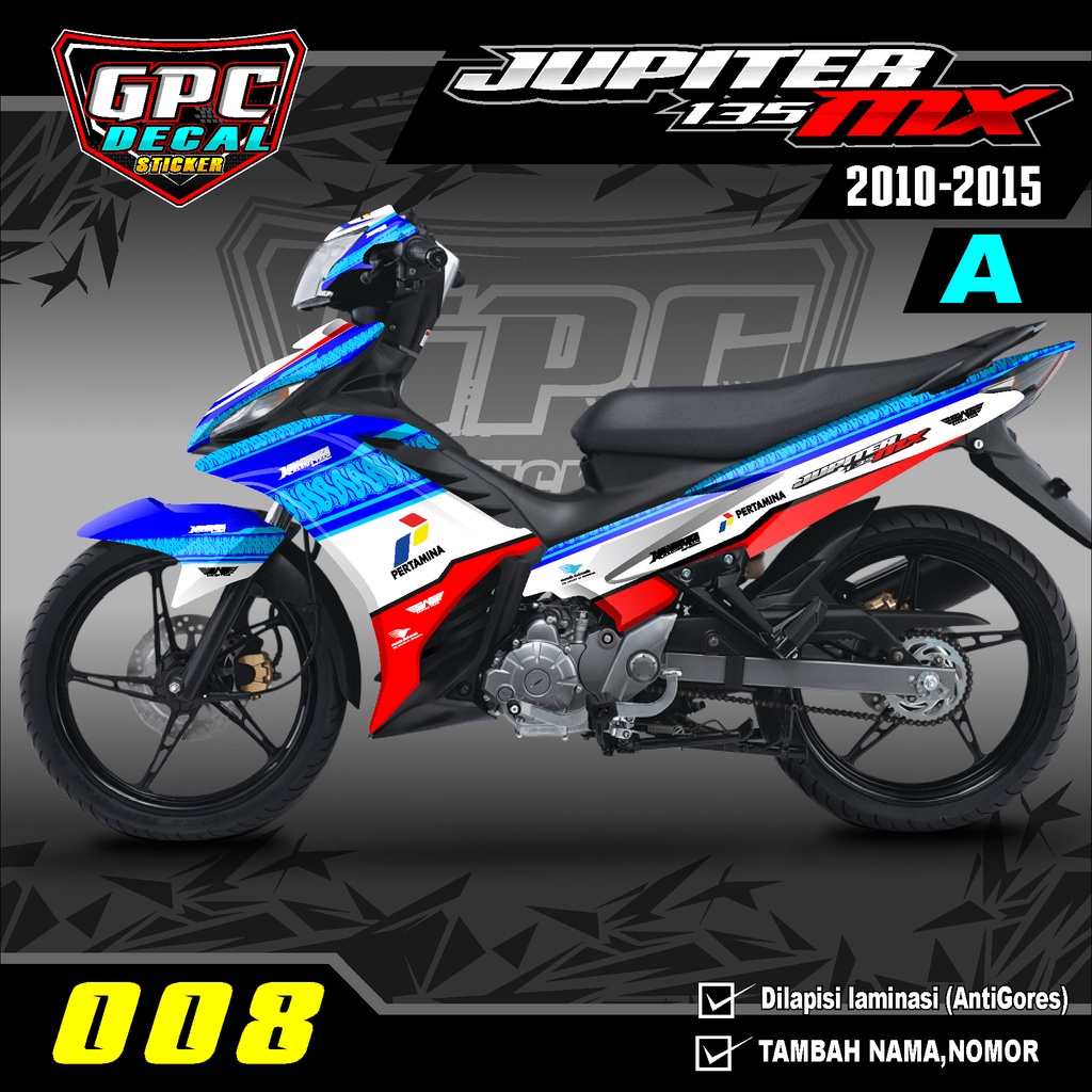 Decal Sticker Variasi Fullbody Jupiter Mx 135 New 2010/2015 -Dekal Stiker Jupiter Mx Desain Pertamin