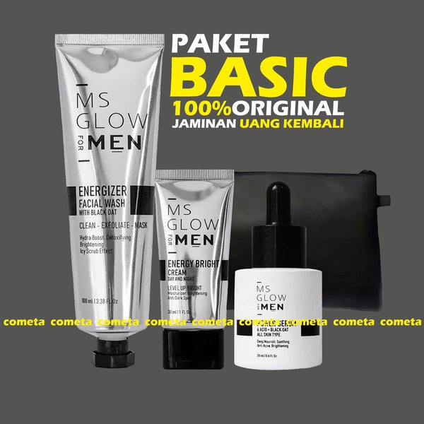MS Glow Men Original Paket Basic Paket Perawatan Kulit Wajah Pria 3in1 MS Glow Original Paket isi 3 