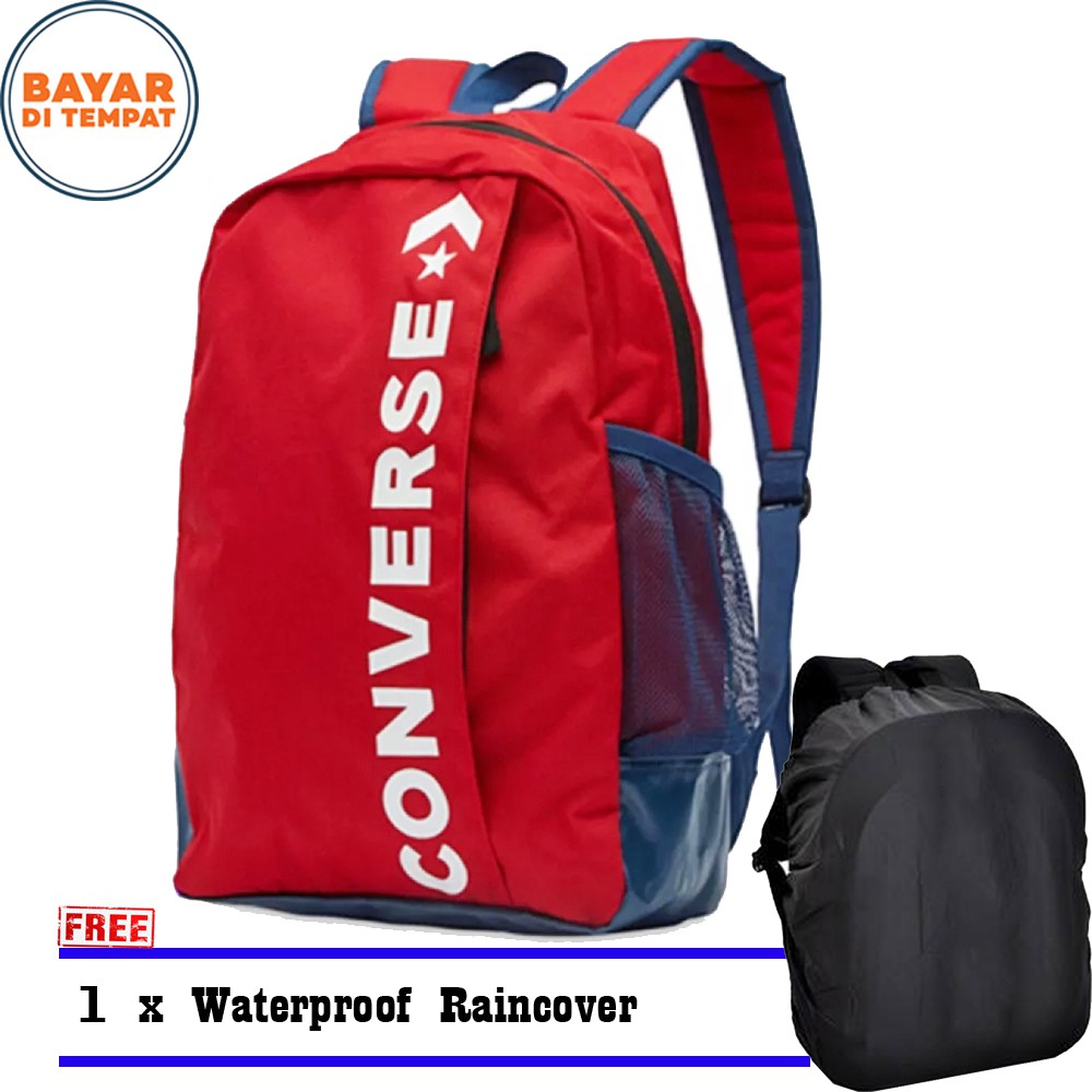 SHOPEE 6.6 SUPER SALE!! Tas Ransel Casual Pria Wanita Original Distro CT#500 - Red + Raincover