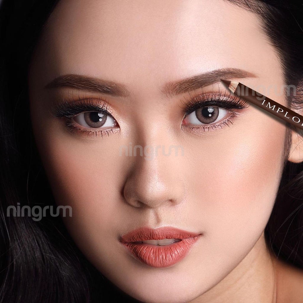 Ningrum implora eyebrow pencil pensil alis | hitam cokelat implora eye brow pencil 2in1 100% Ori - 5104