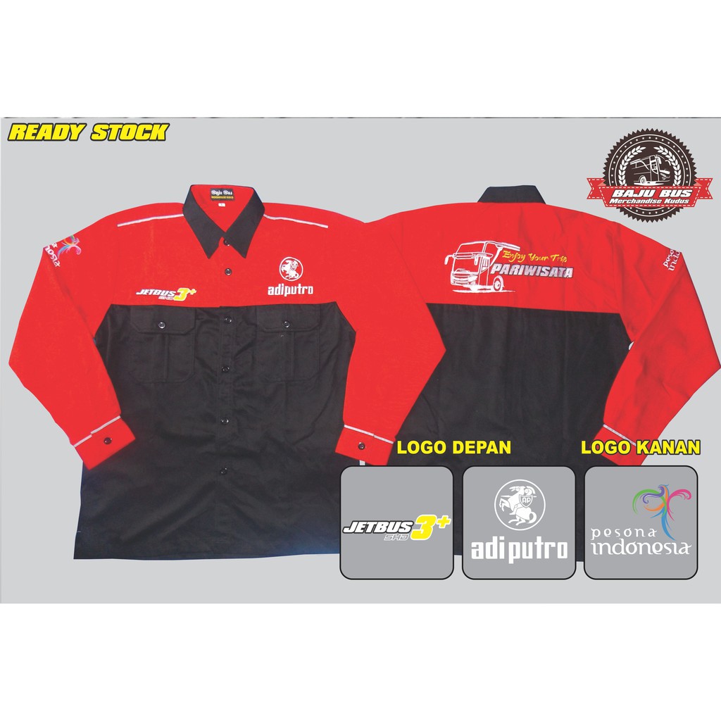 Kemeja Bus / Kemeja Pariwisata Lengan Panjang / Kemeja Drill