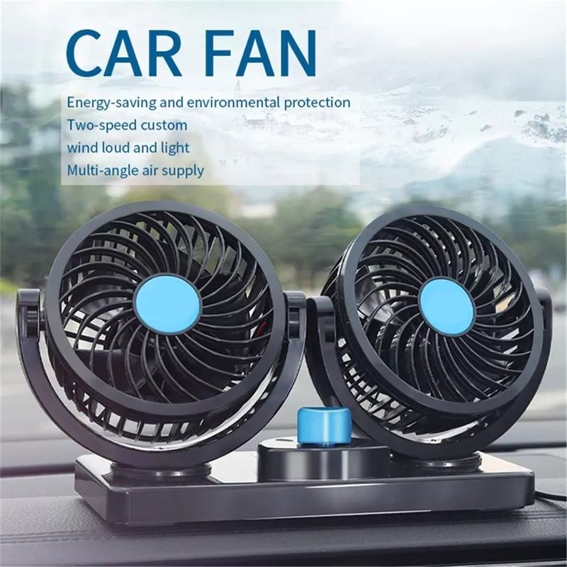 Kipas Angin Mobil / Truk Double Headed Car Fan Dobel 12V / 24V Kualitas Bagus