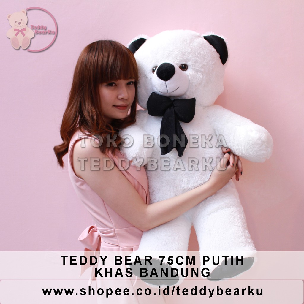 TEDDY BEAR 75CM XL MINIATUR KHAS BANDUNG PUTIH-HITAM (WINTER) [TB75WHBK]