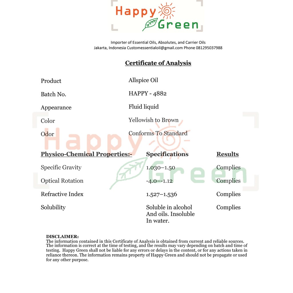 Happy Green Allspice Essential Oil (10ml) - Minyak Allspice 100% Murni