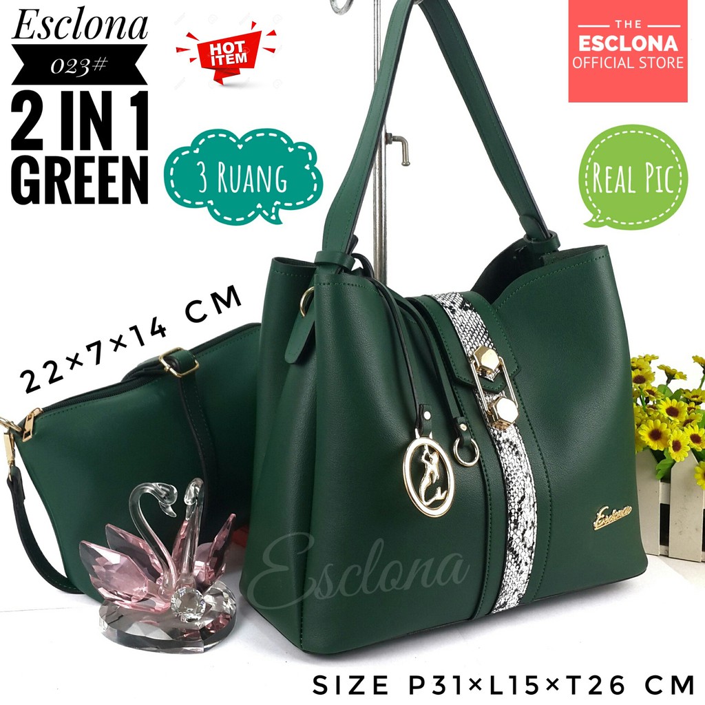 Tas Wanita Import Batam Bag Esclona 023 Selempang Cewek Branded Cantik Grosir Fashion Murah Handbag Original Besar Kantor Kerja Kuliah Premium Super Populer Terbaru Terlaris Hobo Ibu Emak Dewasa Santai Berpergian Shoulder Bahu