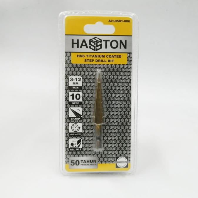 Kualitas terbaik] Mata Bor Pagoda Besi HASSTON PROHEX HSS Titanium Coated Step Drill Bit