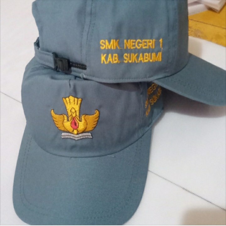 Topi Anak Sekolah SD SMP SMA Pramuka Bordir Nama Logo Sekolah/TOP OKE