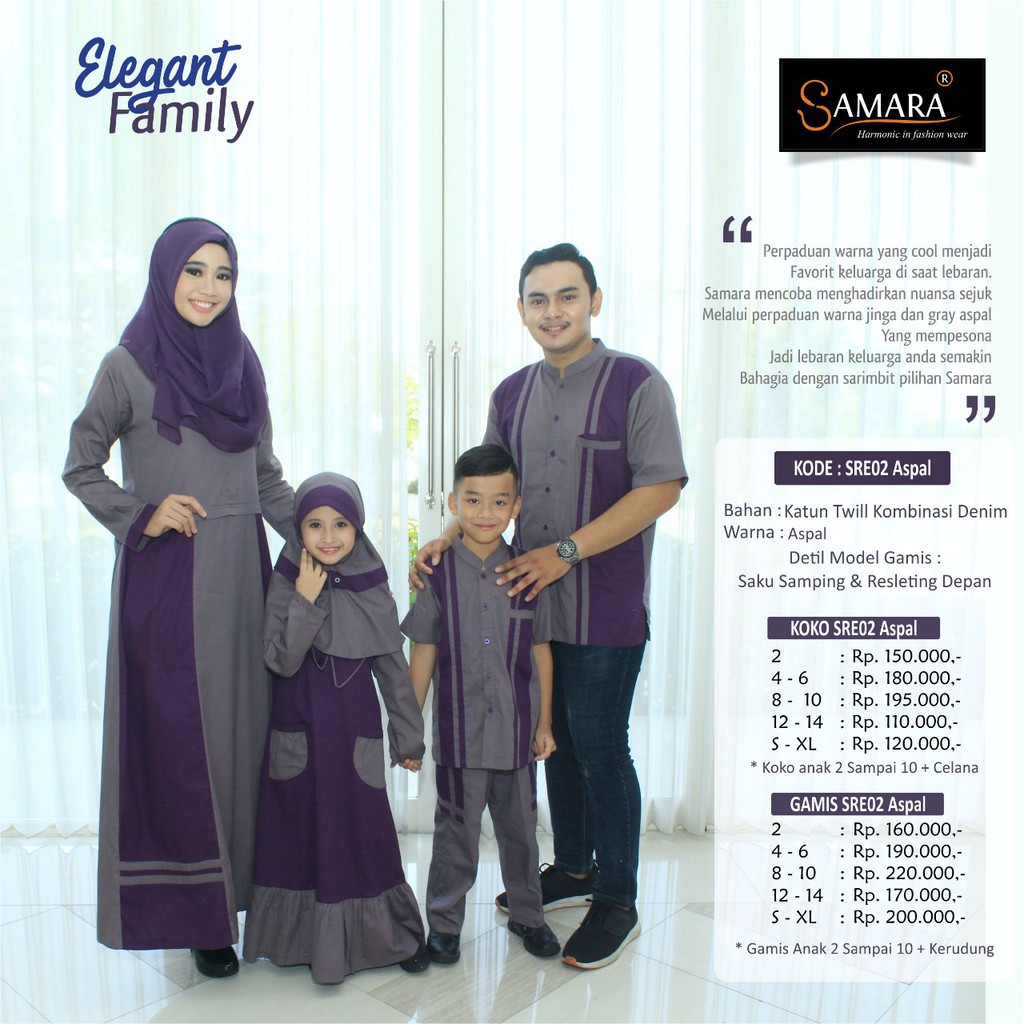 Gamis Couple Keluarga Sarimbit Busana Muslim Pasangan Keluarga