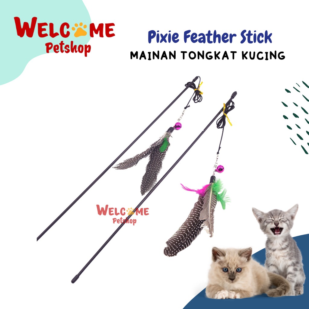 Pixie Feather Stick Mainan Tongkat Kucing Bulu Kerincing Cat Toy