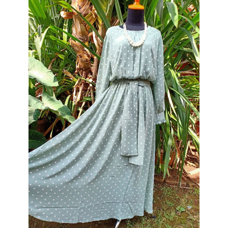 Gamis Dress Ceruti Premium Motif Polkadot Full Furing by OCD