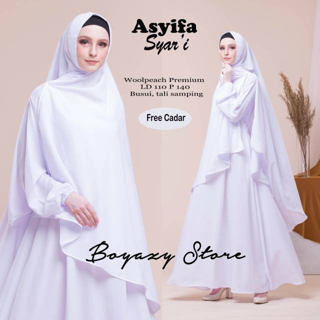 Fashion Wanita Gamis Ori Boyazi Asyifa Syar'i Free Cadar