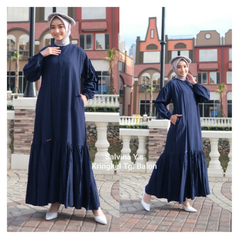 Gamis Salvina Kringkel Tangan Balon