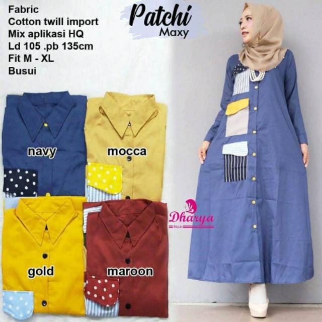 Patchi Maxy, maxi dress, dress muslim, gaun muslim, dress casual, gamis, gamis muslim, katun twill